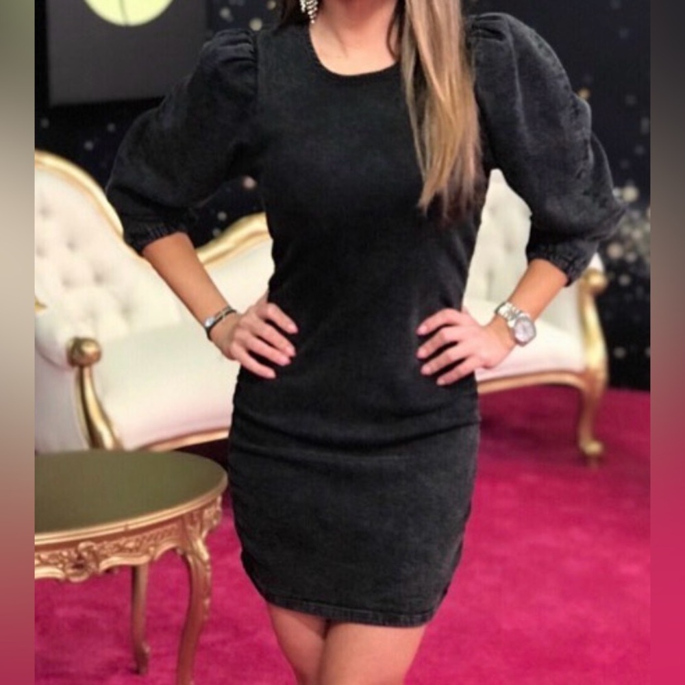 ZARA acid wash denim dress